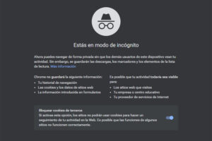 modo incógnito en Google Chrome