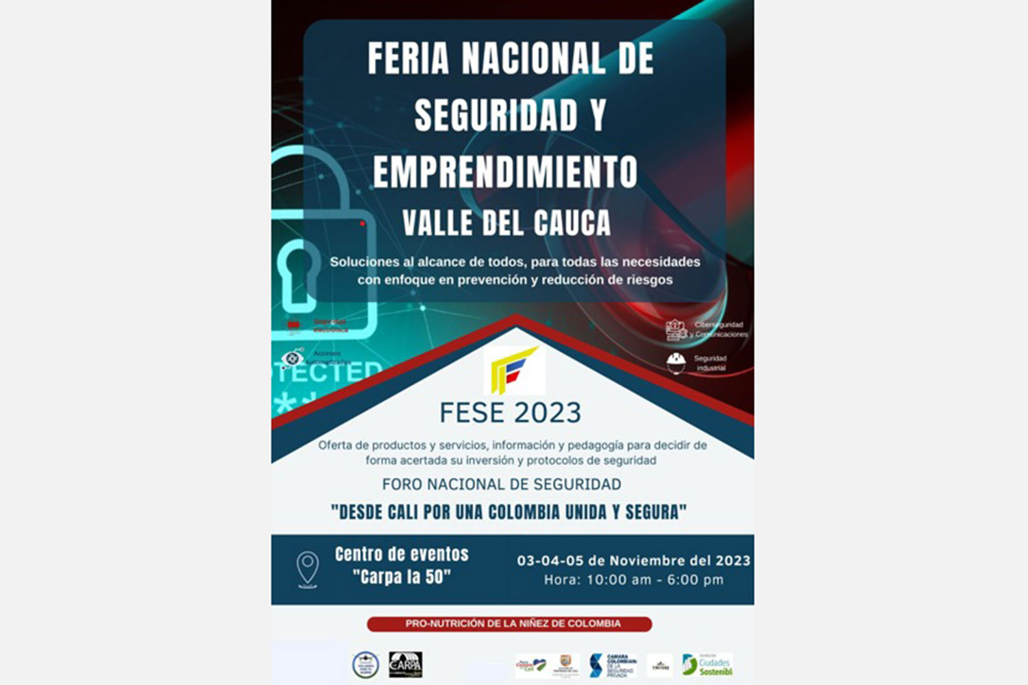 Cartel de la Feria Nacional de Seguridad y Emprendimiento (FESE 2023) del Valle del Cauca