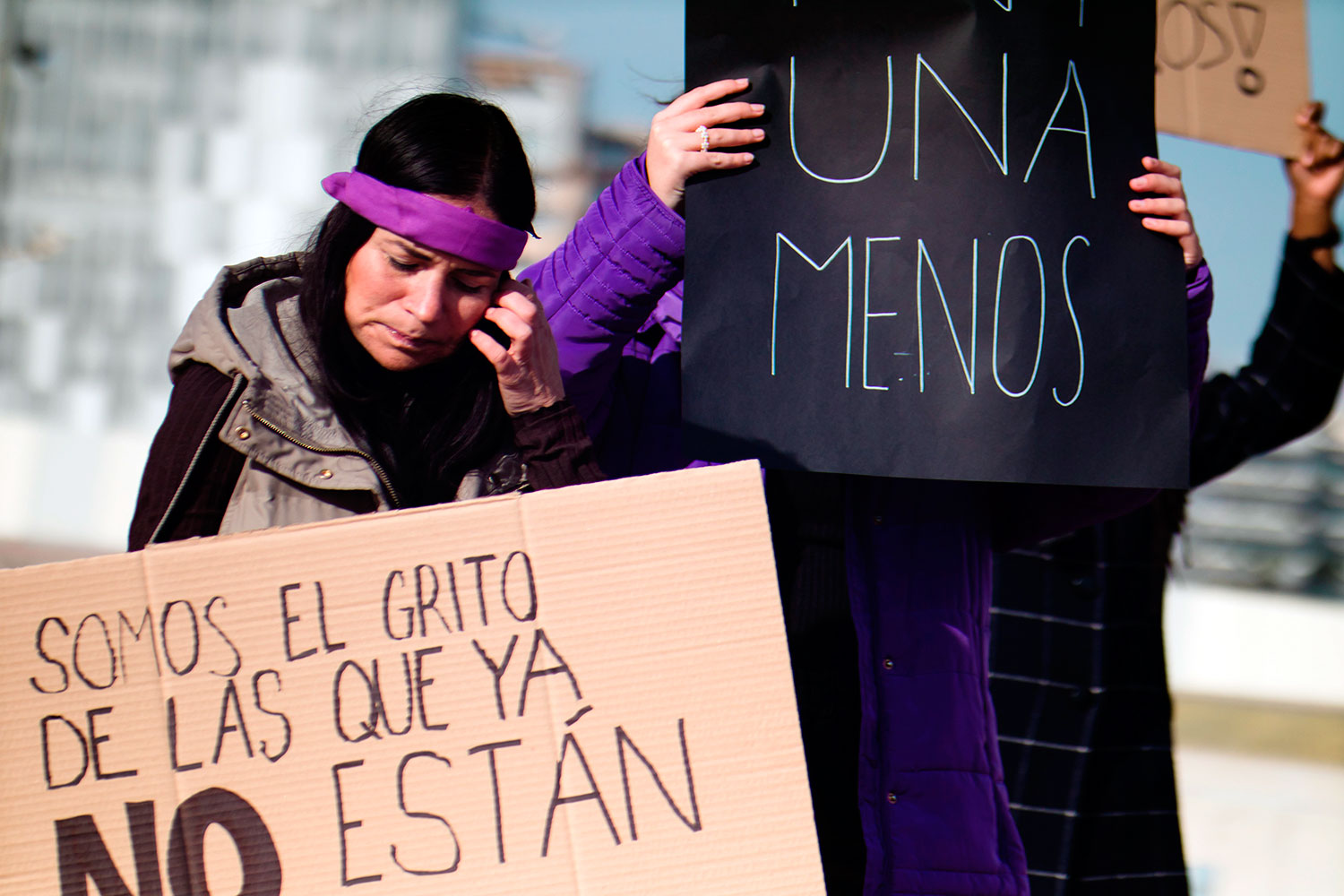Participantes en una manifestación contra la violencia de género celebrada en España