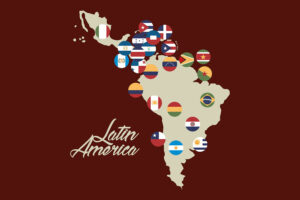 mapa de Latinoamérica con banderas