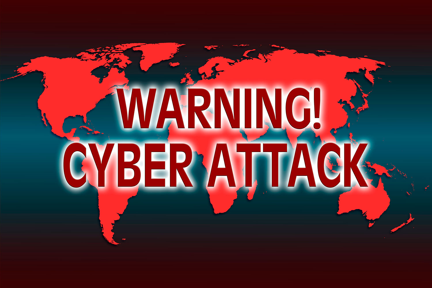 mapa del mundo con las palabras Warning Cyber Attack sobreimpresionadas