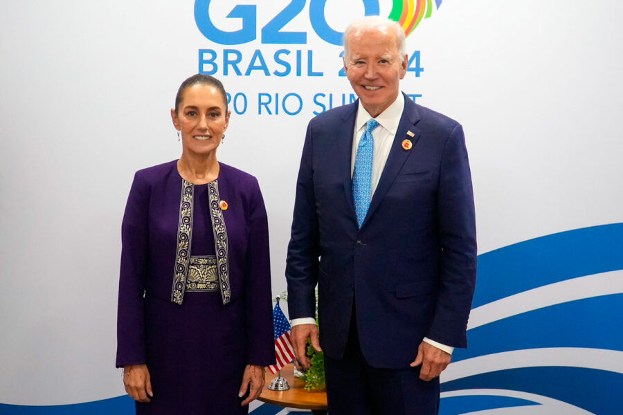 Claudia Sheinbaum y Joe Biden en la Cumbre del G20 celebrada en Río de Janeiro