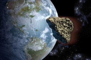 un asteroide sobre el continente americano