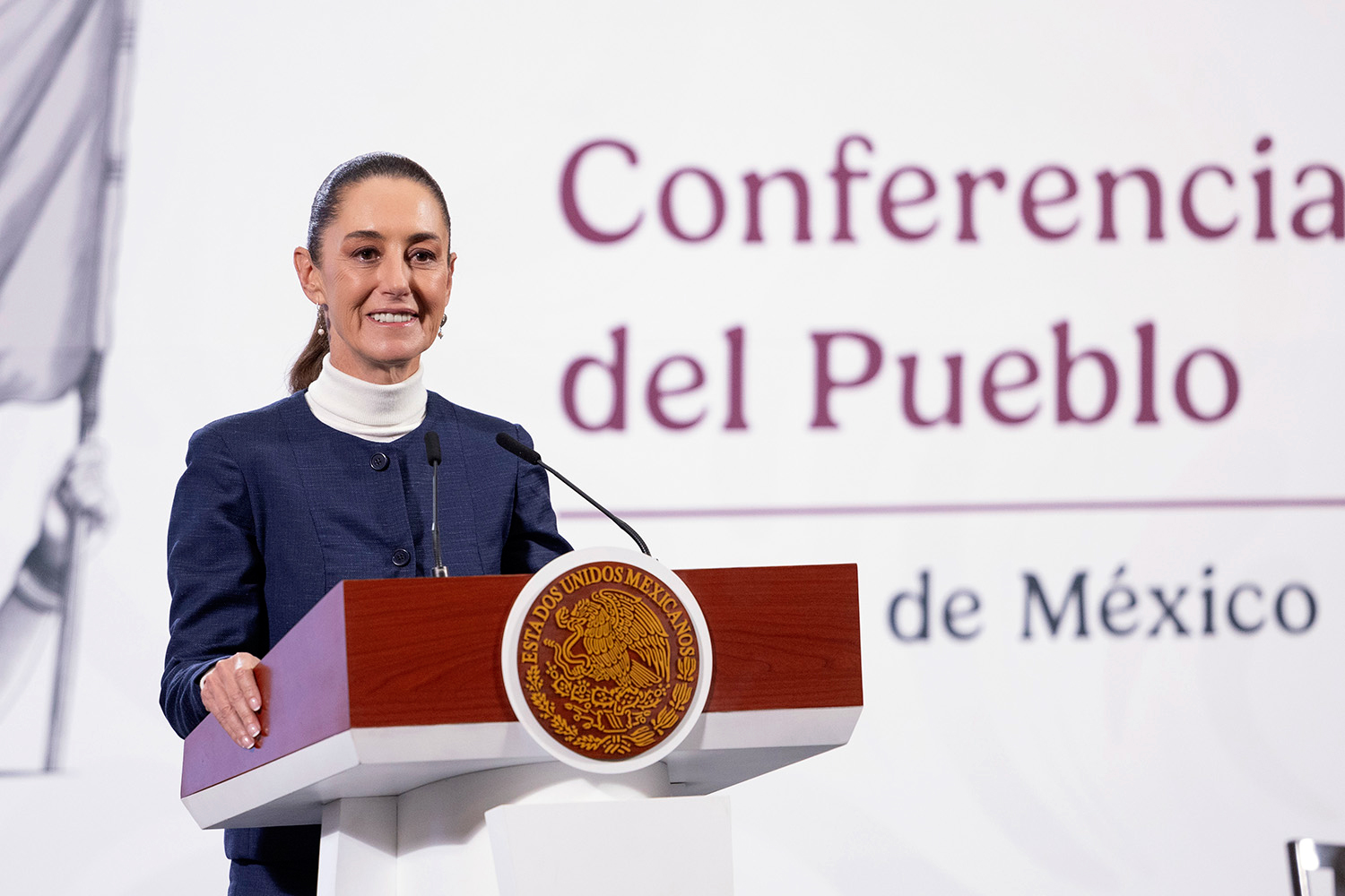 La presidenta mexicana Claudia Sheinbaum comparece en la mañanera del 3 de febrero de 2025